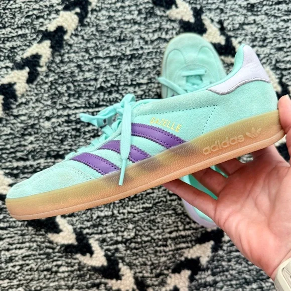 Adidas Gazelle Sneaker mint green purple and gum women’s size 7.5 sneaker - Picture 7 of 9